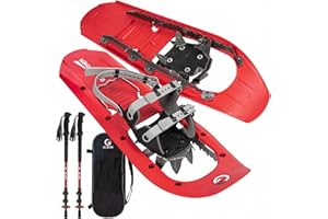 G2 GO2GETHER G2 23/25/30 Inch Mountain Terrain Snowshoes with Trekking Poles Set, Special Steel Traction Rails, EVA Foam Padded, Flexible Pivot Bar, Tote Bag, Grey/Blue/Red Available