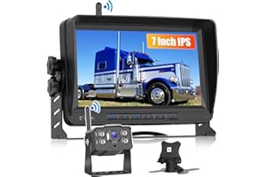 CAMECHO Digital Wireless Reversing Camera Kit AHD 1080P Clear IP68 Waterproof Rear View Camera with 7" Monitor System Night Vision DIY Guide Lines for Car/Truck/Pickup/Van/SUV/RV/Camper (320ft)