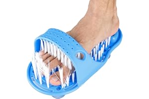 DESIGNBOX DesignerBox Bathroom Shower No Bending Feet Brush Foot Cleaning Bristle Slipper Washer Bath Scrubber Massager Stick on Floor