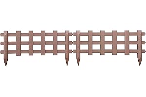 COMERCIAL CANDELA FELPUDOS Y ALFOMBRAS Valla para Jardín Plástico PVC Imitación Madera para Decoración y Proteger los Bordes del Césped, Patio o Jardineras en Tierra 4 Unidades