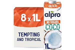 Alpro No Sugars Coconut Drink 8 x 1L Cartons, Gluten Free Plant-Based Dairy Alternative, Unsweetened Coconut Beverage with Calcium & Vitamin D, Lactose-Free Vegan Drink, Shelf-Stable