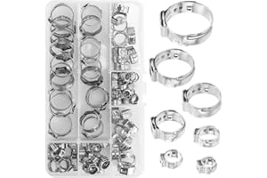 NACTECH 85pz Fascette Stringitubo Morsetto per Tubi Flessibili Collare di Serraggio in Acciaio Inox 304 Clip Tubo a Orecchio 6-21mm per Stringi Tubo Tubature Carburante