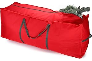 Vinsani® 7ft/9ft Christmas Xmas Tree Decoration Lights Presents Gift Zip Up Sack Fabric Storage Bag Waterproof Décor Accesories Organiser (124 x 30 x 50 cm) - Red