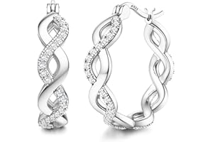 Diamday Orecchini Donna Argento 925 Orecchini Cerchio Argento Oro Cubic Zirconi Huggie Cerchio Piccolo Orecchini Anallergici Donna Ragazze Gioielli