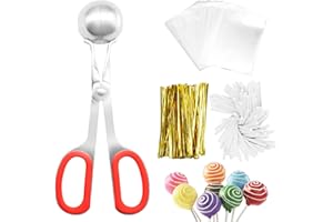 CANIPHA 301 Cake Pop Treat Bag bâtonnets et emballages Cake Pop, comprenant 100 bâtonnets sucettes en papier, des sacs Cake Pop et des attaches dorées, 1 cuillère à Cake Pop pour la fabrication bonbons