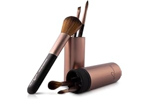 LUVIA COSMETICS Zestaw pędzli do makijażu Luvia, zestaw podróżny Macchiato, 5 pędzli kosmetycznych wraz z pojemnikiem na pędzle do makijażu, wegańskie (Brązowy/Cappuccino)