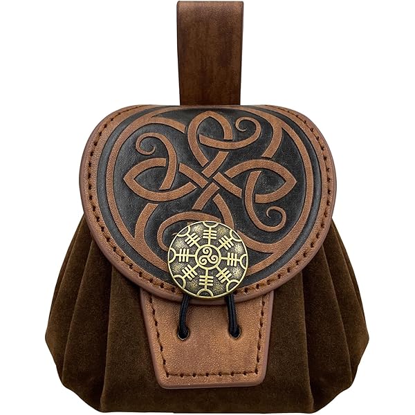 EpicCos 3 PCs Middeleeuwse Alchemie Riem Taille Pak Combo met Meerdere Drankflessen, Viking Rivet Riem Zijtasje voor Cosplay (Bruin D