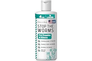 CHEW + HEAL LABS Dog and Cat Dewormer Liquid - 4 oz Wormer Solution to Paralyze and Expel Roundworms - Kitten and Puppy Dewormer