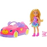Barbie Chelsea Ara&ccedil; Barbie Chelsea ara&ccedil; seti, sarışın k&uuml;&ccedil;&uuml;k bebek, oyuncak araba ve ayıcık aksesuarı HXN05