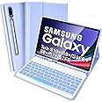 Backlit Keyboard Case for Samsung Galaxy Tab S10+/S9 FE+/S9+/S8+/S7+/S7 FE 12.4'', UK Layout, Slim Cover with Detachable Keyboard for Galaxy Tab S7 FE/S9 FE+/S10+/S9+/S8+/S7 Plus 12.4 Inch, Purple