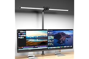OGVDOE Lampada da Scrivania LED 24W 80cm Luce Tavolo a Doppia Controllo Touch Dimmerabile Luce Scrivania LED Lampada da Ufficio Lampada Monitor con Rimovibile Morsetto per Monitor Studio Ufficio