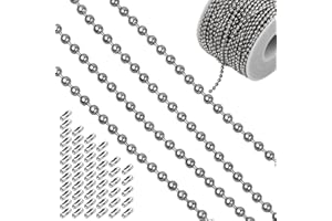 CATIME 66Feet/20m Stainless Steel Ball Bead Chains, 2.4mm Diameter Beaded Roller Chain with 50 Pcs Matching Connectors, Necklace Chains Extension for DIY Craft Jewelry Making
