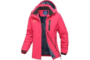 donhobo Women's Waterproof Hiking Jackets,Women Winter Snow Ski Jackets,Ladies Outdoor Fleece Windproof Walking Jacket Coat