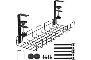 Chiluxendo Organizador Cables Escritorio, Bandeja Cables Escritorio, Recoge Cables Mesa Escritorio, Bandeja Portacables Bajo la Mesa, Bandeja de Gestión de Cables para Oficina, Hogar (Negro)