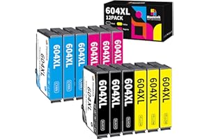 Hookink 604XL Cartucho de Tinta Compatible con Tinta Epson 604XL 604 XL para XP-3200 XP-3205 XP-4200 XP-4205 XP-2200 XP-2205 WF-2910 WF-2930 WF-2935 WF-2950 (3 Negro, 3 Amarillo, 3 Magenta, 3 Cian)