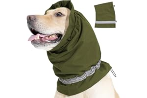 YHZNAGEM Hundehaube Wintermütze Ohrenschützer, Beruhigende Ohrenschützer, Ohrenschützer für Hunde, Wasserdicht Hündohr Muffs, Schneefest, Regenfest und Kältefest Haustier Warme Ohrenschützer (Armeegrün, L)