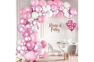 ZALIOAN Balloon Arch Kit,145 PCS, Pink Balloons White Balloons Metal Purple Balloons for Birthday,Baby Shower,Parties,Bridal,Engagement,Wedding,Anniversary