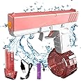 VikriDA High Pressure Holi Pichkari Electric Water Toy Gun, Automatic Squirt Gun with 300CC Excellent Range 25-32 Feet - Pink (Magzine + Barrel)