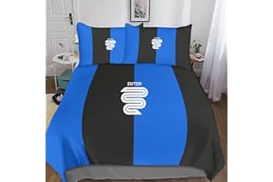 HOUKIG Morbido Set Copripiumino, Design Inter Milan, Copripiumino E Federa Stampata, Super Club, Set Da 3 Pezzi Per Adulti E Bambini, Set Da 3 Pezzi Per Adulti E Bambini King（220x240cm）