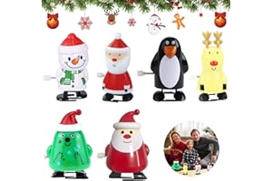 Booaee Lot de 6 jouets à remonter pour enfants, pingouin, renne, sapin de Noël, bonhomme de neige, Père Noël, jouets à remonter, mouvement à remonter, cadeau pour bébé et enfant
