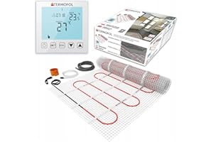 Termofol Juego de estera calefactora con termostato H1 - Calefacción eléctrica por suelo radiante para baño, salón y cocina - lámina calefactora con potencia de calentamiento 150 W/m2 - Superficie 2,5