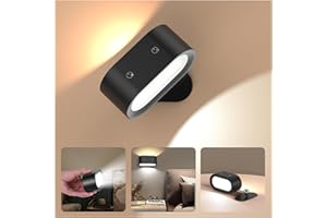 TONFARB Wandleuchte Innen, LED Wandlampe mit Akku, Magnetkugel 360° Drehbare, Timer-Funktion, Touch Control 3 Farbmodi 4 Helligkeit, für Wohnzimmer Schlafzimmer Flur Kabellose Wandleuchten Weiß