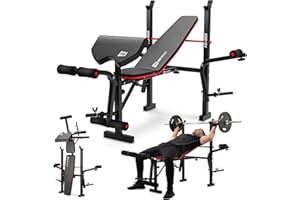 HS HOP-SPORT HOP-SPORT® Banc de Musculation Pliable Inclinable HS-1055, Banc d'entraînement Complet, Support d'haltères, Entraîneur de Jambes, Multifonction pour Le Développé Couché avec Papillon