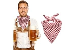 BIBITI Foulard traditionnel pour la fête de la bière pour homme et femme - Accessoires de costume bavarois à carreaux bleu/rouge et blanc - Pour fête de la bière - Vêtements décoratifs bavarois (45 x 45 cm)
