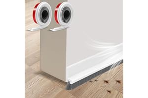 SITARCMIN 2 Stück 100 × 3 CM Türbürstendichtung Selbstklebend Weiß, Türbodendichtung Bürste Zugluftstopper Zuschneidbar Türbesen Unten, Bodenabdichtung mit Bürste für Insektensicher Kältesicher Staubsicher