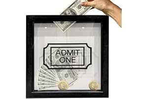 SHICHANGDA Adventure Archive Box | Shadow Box with Slot | Personalised Travel Tickets Memory Box for Keepsakes | Wooden Hanging Adventure Archive Box Frame for Movie Travel Concert Ticket