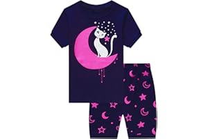 MIXIDON Mädchen Schlafanzug Kurz Kinder Sommer Baumwolle Kinder Pyjama 98 104 110 116 122 128 134 140 146