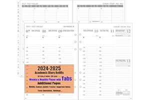 YHH 2024 2025 Wochenplaner Einlage A5 6 Löcher, 1 Woche 2 Seiten mit Tabs, Extra Notizen Kontakt, Aug’24-Jul’25, 100 gsm, Kalendereinlage Timereinlage für A5 Ordner/Binder, Terminplaner Vertikaler