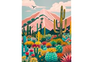 TISHIRON DIY Paint by Numbers for Adults Beginner Abstract Cactus Adult Paint by Numbers Mountain Desert Paint by Number for Adults Paint by Numbers Crafts for Adults Kids 16x20 in
