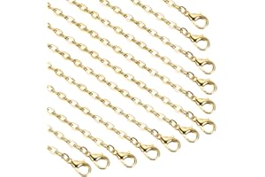 sourcing map 20 Pack 20 Inch Necklace Chains Bulk 3.2mm Gold Plated Cable Chains with Lobster Clasps for Jewelry Making