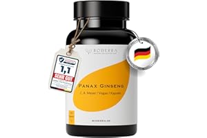 ‎BODERRA Panax Ginseng Extrakt Kapseln HOCHDOSIERT - 120 Stück Bioverfügbarkeit - Korean Ginseng nach C.A. Meyer hochdosiert 20% Ginsenoside 600mg pro Tag - Vegan & Laborgeprüft