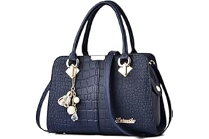 FORRICA Sac à Main Femme Exquis Pendentif Sacs à Bandoulière Portable Dames Sac Fourre Tout Femmes Sac Cabas PU Cuir Bleu A