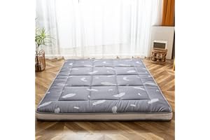 MAXYOYO Colchón de futón, colchón japonés acolchado, cubrecolchón de cama, extra grueso, plegable, transpirable, tumbona de suelo, cama de invitados para sofá de campamento (pluma, King)