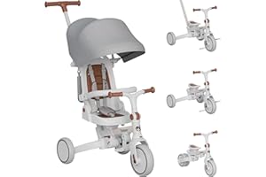 Tulano Noah 35 4-in-1 Children's Tricycle Balance Bike Pushchair Buggy from 1 Year | Folding Push Bar | EVA Wheels | Adjustable Backrest | Compact Foldable | Children's Tricycle