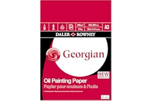 DALER ROWNEY Daler-Rowney Georgian Oil Paper, Linen Texture, 290 gsm, 174lb, Pad, Glued 1 Side, A3 - approx. 11.7 x 16.5in - 29.7 x 42 cm, White, 12 Sheets