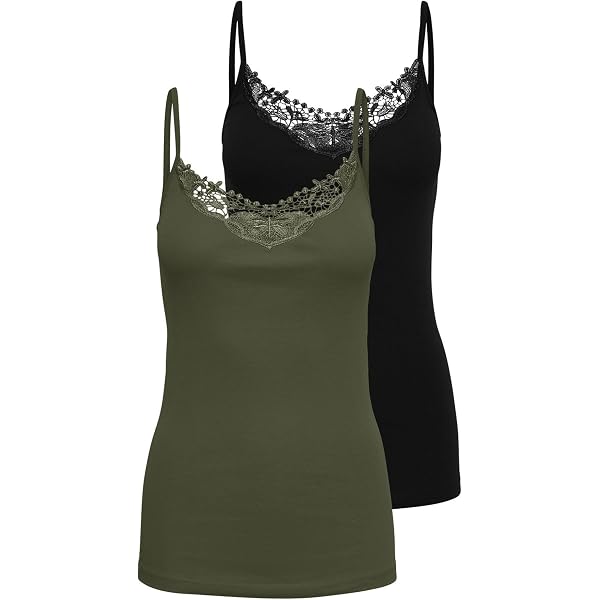 Maillot De Corps Femme Caraco Dentelle XXL - Noir, Coton, Col En U, Sans Manches - 14