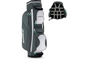 COSTWAY Bolsa de Golf con 14 Divisores, Bolsa Ligera para Carro de Golf con Correa para el Hombro, 7 Bolsillos con Cremallera, Nevera y Bolsillo para Guardar Cosas, Bolsa Portátil para Palos de Golf