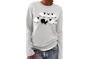 heekpek Maglione Donna Invernale Girocollo Pullover Maglione Caldo Norvegese Alpaca e Albero di Natale Maglia Manica Lunga Maglioncino Largo Maglioni