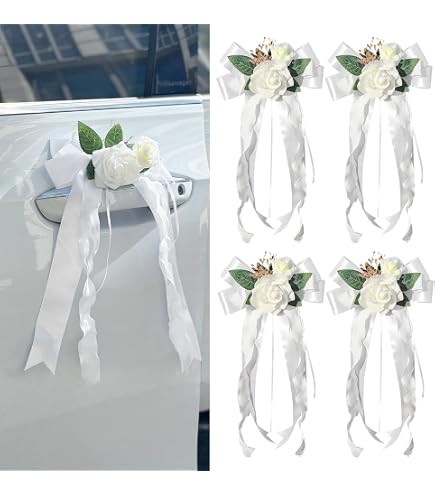 YIZITU 6Pcs Matrimonio Auto Floreali Ornamento Elegante Maniglia Della Porta Del Veicolo Abbellimento Spose Accessori Auto Forniture Per Il Part