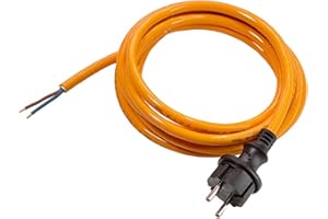 as - Schwabe PUR Baustellen-Anschlussleitung 3 m – Robuste Leitung 230 V, 16 A mit Polyurethan-Außenmantel H07BQ-F 2x1,5 - Konturenstecker, Ende 30 mm abgemantelt, Orange – IP44-70914