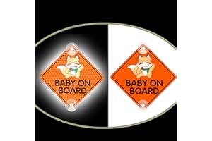 Nouiroy Autocollant lumineux bébé à bord pour voitures, autocollants réfléchissants en PVC avec ventouses, impression double face en PVC, pour voiture, camion, VUS (renard double face)