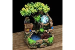 ‎DIOCHE Dioche Dekorativer Zen-Brunnen für den Innenbereich, Zen-Tischbrunnen mit Zerstäuber und LED-Licht, Leichter Wasserfallbrunnen für Zuhause und Entspannung im Freien (EU)