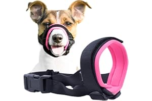 GOODBOY Gentle Muzzle Guard for Dogs - Prevents Biting And Unwanted Chewing Safely – New Secure Comfort Fit - Soft Neoprene Padding – No More Chafing – Training Guide Helps Build Bonds with Pet (M, Pink)