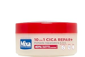 Mixa Cica Repair+ 10 en 1 Pomada reparadora S.O.S. Fórmula Patentada con 40% [Glicerina + Urea + Alantoína]. Apta para Piel Seca y Agrietada. Para Pies, Rodillas, Manos y Codos. 150ml