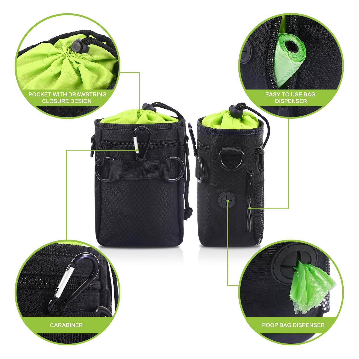 Pecute Borsa Addestramento Cani in Tessuto Impermeabile, Cintura Regolabile e Tasche per Smartphone e Ciotola Silicone… - immagine 5