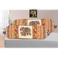 SkyKross - Everyday A New Thing Special Animal Print Bolster Cover 100% Cotton Set Of 2 Size | Round Decorative Pillow Cover For Diwan & Bedside | Masand Pillowcases (16 * 32) (Mustard), 144 TC